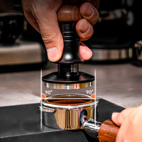 Tasseur à café réglable en profondeur 51 53 58 mm avec poignée en noyer, auto-nivelant, pression constante de 30 lb, tasseur à expresso à ressort