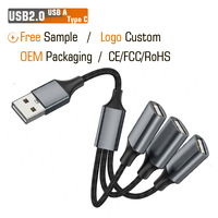 Cable USB-A 3 en 1 OTG con Trenzado de Nailon, Cable de Datos Portátil, Macho a Hembra USBA, Extensor USB