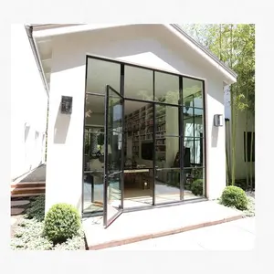 Maison de style français personnalisé en acier thermique en fer forgé grilles en acier balançoire portes patio en verre