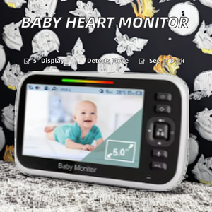 Monitor para bebés de 5 pulgadas, cámara de vigilancia con zoom Digital, visión nocturna automática, intercomunicador bidireccional, detección de movimiento, cámara panorámica e inclinable para niñera - Product Image 6