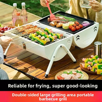 Barbecue portable au charbon de bois, petit modèle cylindrique, en acier inoxydable, avec rotation automatique, pour usage domestique et commercial