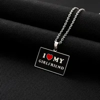 Je m'aime mon papa maman EMO petit ami petite amie lettre étanche en acier inoxydable mode bijoux colliers pendentifs en gros