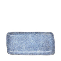 Bandeja Rectangular para Servir Granilla Fountain de 30x15 cm, Vajilla de Cerámica con Diseño de Puntos Azules