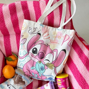 Borsa in tela all'ingrosso con cartone animato Stitch, borsa a tracolla semplice e carina, borsa tote di grande capacità, zaino scolastico in tela per studenti, peluche - Product Image 4