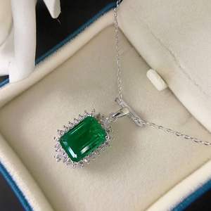 Personalizado nueva gran oferta colgante 925 plata esterlina rodio plateado elegante delicado mujeres diario joyería fina collar de Esmeralda - Product Image 5