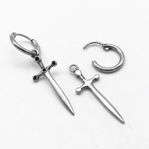 Yunnique – boucles d'oreilles en acier titane avec incrustation de pierres noires, bijoux à la mode pour hommes et femmes, Design géométrique, GZYE-1326 - Product Image 4