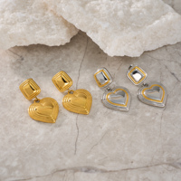 Boucles d'oreilles délicates en forme de cœur LOVE HEART MIXED 2026, Dazan NEW Winter INS 2025, plaquées or 18 carats, acier inoxydable hypoallergénique, bijoux pour femmes