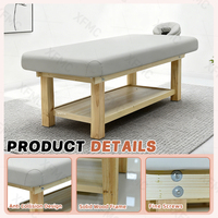 Lit de massage thaïlandais et de soin du visage en bois massif avec grand rangement, portable pour salon de beauté et spa