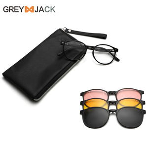 Thời trang TR90 từ phân cực clip trên Kính retro vòng quang học kính mắt theo toa khung nam giới và phụ nữ 6218 - Product Image 6