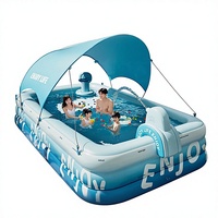Piscine gonflable épaisse et grande pour intérieur et extérieur, pour adultes, enfants et familles, avec toboggan et pistolet à eau
