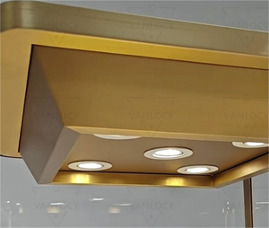 Tùy chỉnh Led tháp cửa hàng đồ trang sức <span class=keywords><strong>Showcase</strong></span> hiển thị kính vàng sang trọng thép không gỉ Nước hoa trang sức tủ trưng bày - Product Image 6