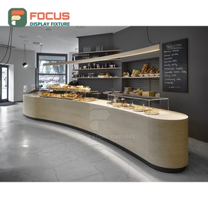 Vitrina Iluminada para Café con Acabado de Madera Laminada, Área de Exhibición de Pastelería, Mueble para Mercancía de Cafetería - Product Image 2