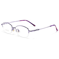 Baishifen S7013T Monture de lunettes presbytiques vintage ultra-légère en titane pur bicolore pour femme, petite monture semi-cerclée