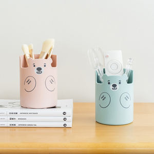 Silindirik kalem raf cep telefonu stentleri plastik kırtasiye organizatörler kalemlik karikatür ayı kalemlik çocuk hediye - Product Image 4