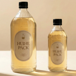 Botella de Vidrio Transparente Redonda Clásica de 500ml/990ml para Dispensar Vinagre y Aceite de Cocina, Venta al Por Mayor - Product Image 1