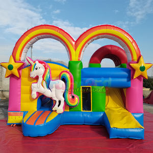 Castillo inflable comercial con forma de unicornio, con tobogán, para fiestas infantiles, brincolín inflable. - Product Image 1