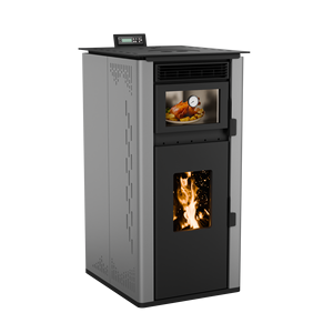 Estufa <span class=keywords><strong>de</strong></span> <span class=keywords><strong>Pellets</strong></span> OVEN-160 <span class=keywords><strong>de</strong></span> 14kw con Control Remoto por Wi-Fi, Diseño Moderno <span class=keywords><strong>de</strong></span> Acero Inoxidable, Duradera y Ecológica para Uso en Hoteles y Apartamentos, 2 Años <span class=keywords><strong>de</strong></span> Garantía - Product Image 1