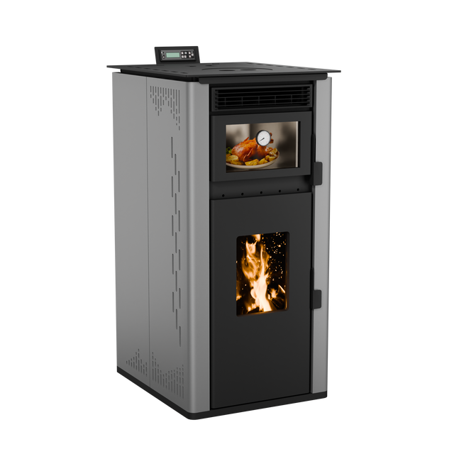 OVEN-160 Pellet Stove 14kw WI-FI Remote Control Stainless Steel Modern Design Durable Eco-Friendly Hotel Apartment Use 2-Year