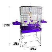 Volière pliable en fil de fer durable avec support surélevé, plateau en plastique, plateformes latérales et plusieurs perchoirs pour pinsons