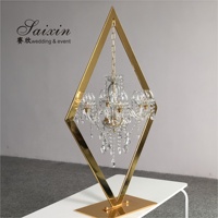 Nouveau Style Tendance pour Centre de Table de Mariage, Chandelier Doré en Cristal, Décoration de Table, Lustres Bougeoirs avec Support