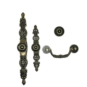 Poignées de meubles de style antique en alliage de zinc moulé sous pression pour armoire, tiroir, commode, bouton de barre traditionnel, écologique - Product Image 4