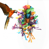 Jouets à mâcher pour oiseaux, jouets en corde de bois colorés résistants aux morsures, en stock, taille moyenne et grande, pour perroquets