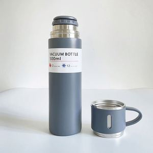 Flask High Quality Double Wall <b>Thermos</b> 17Oz Tumbler Portable Water <b>Bottle</b> Gift Box Set With 3 Lids - Product Image 2