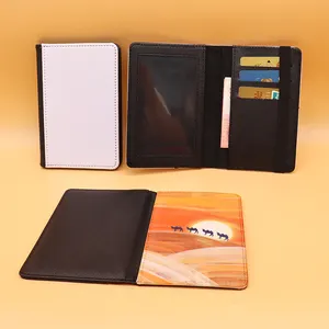 Sublimação PU Leather Travel Wallet Men & Women's Passport Cover com Clear Window Passaporte Titular para titulares do cartão