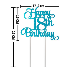 Nueva Decoración para Pastel de Cumpleaños en Oro Rosa con Números Azules 18 30 40 50 60 - Product Image 6