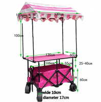 Chariot pliant robuste de haute qualité, portable, réglable en hauteur sur 4 positions, avec auvent, idéal comme chariot de vendeur pour le shopping