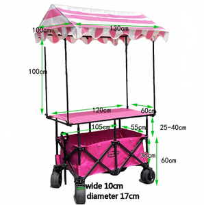 Chariot pliant robuste de haute qualité, portable, réglable en hauteur sur 4 positions, avec auvent, idéal comme chariot de vendeur pour <span class=keywords><strong>le</strong></span> shopping - Product Image 2