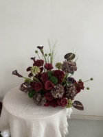 Bouquet de fleurs de mariage QSBD, calla lily bordeaux, centre de table de mariage, arrangement floral d'hortensia vert, décoration