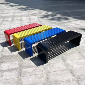 时尚多色镀锌钢制现代防静电涂层U型户外长凳，长1.2m，适用于公园、公交车站 - Product Image 4