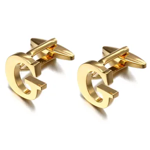 2023 melhor venda clássico cobre prata ouro 26 inglês capital carta alfabeto A-Z cuff link para o presente masculino