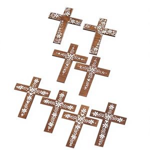 Escultura de Cruz Religiosa de Madera Estilo Art Deco Rústico con Incrustaciones de Resina Verde Azulado, Lavable, para Decoración del Hogar, Sala de Estar, Regalo de Bautizo - Product Image 6