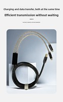 Kabel Mouse Keyboard TYPE-C 2 in 1 8K Rate, Kabel Data Pengisian Daya Tahan Lama dengan Kawat Jalin, Kabel Plug Penerbangan RGB