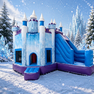 <span class=keywords><strong>Castillo</strong></span> Inflable con Tobogán, Combo Inflable de Brincolín con Diseño de Nieve Congelada, para Centros Comerciales y Promociones de Diversión - Product Image 1