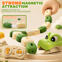 Jouet Serpent Télécommandé 2.4GHZ, Serpents RC pour Bataille à 2 Joueurs, Serpents Gourmands Magnétiques Mangeant des Blocs, Jeu Portable pour Enfants