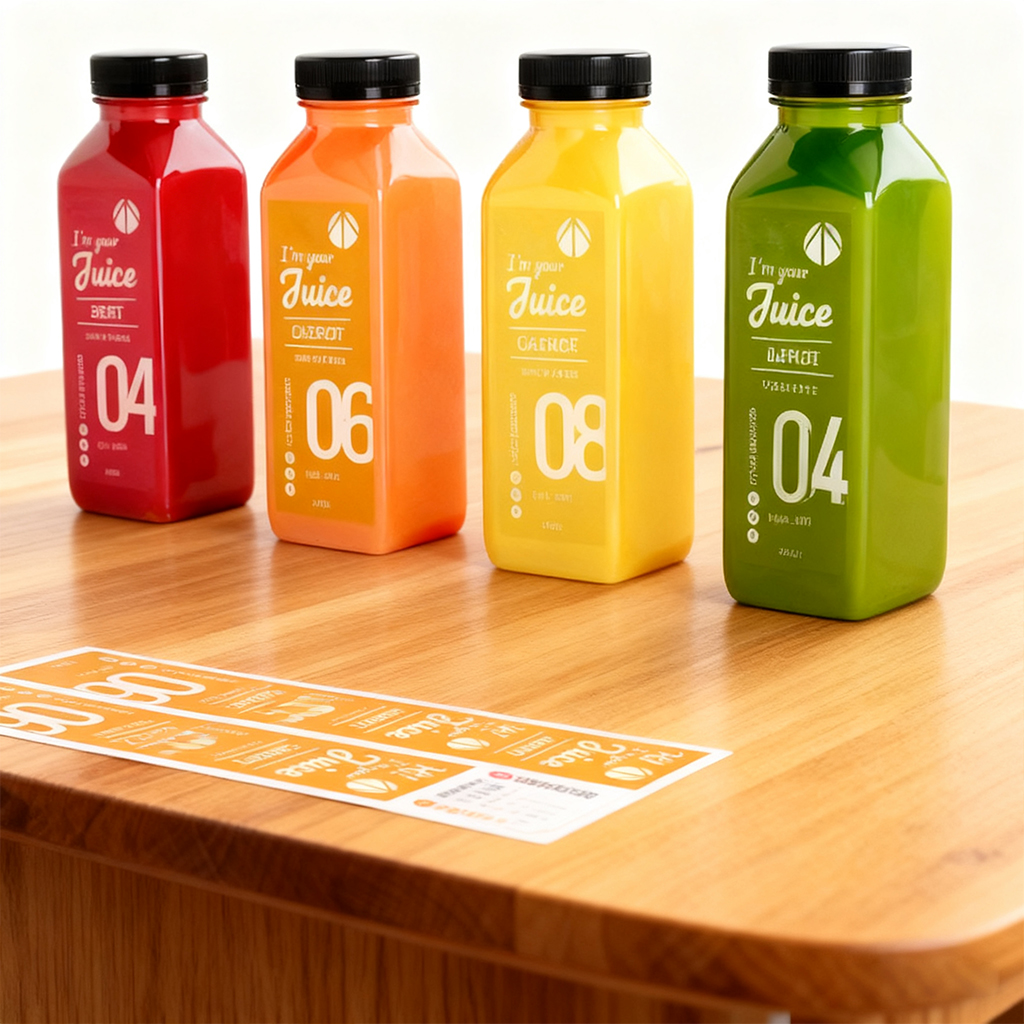 Custom Adhesive Vinyl LOGO Beverage Labels Glass Fruit Juice With Seal Stickers for Jar Bottle Packaging Label