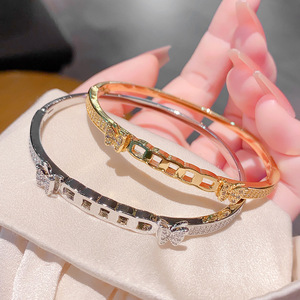 <b>Diamond</b> Bracelet Gold And White Hollow Design Asscher Cut Side Stones Unisex Gift Jewelry - Product Image 4