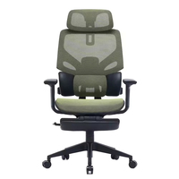 Chaise de bureau pivotante ergonomique moderne et confortable, dossier en maille respirante verte, appui-tête réglable en hauteur, pour la maison et le bureau