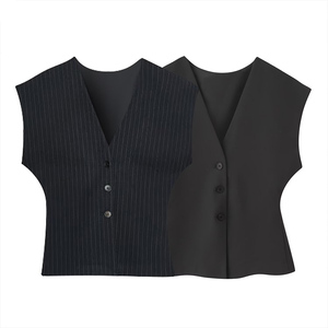 ZATRHMBM, ropa de otoño para <span class=keywords><strong>mujer</strong></span>, nueva moda 2025, Top a rayas, Retro, informal, sin mangas, con cuello en V, <span class=keywords><strong>chaleco</strong></span> versátil para <span class=keywords><strong>mujer</strong></span> - Product Image 1
