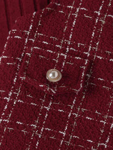 طقم فستان أحمر مخملي للفتيات مع بلوزة محبوكة وتنورة من التول، زي للعطلات والحفلات وأعياد الميلاد - Product Image 5