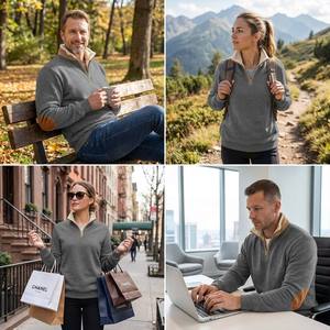 Nouveau sweat-shirt décontracté pour <span class=keywords><strong>homme</strong></span> à col montant et fermeture éclair quart de tour, idéal pour les activités sportives en extérieur, produit phare - Product Image 6