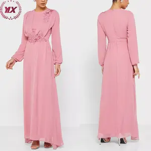 Yeni sezon koleksiyonu kaliteli dantelli işlemeli hafif Polyester çiçek dantel boncuk detay islam giyim