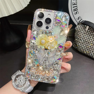 เคสเพชรแวววาวลายดอกไม้ที่สวยงามสำหรับ iPhone 16 PRO MAX 15 14 13เคสพลอยเทียมสำหรับ XR XS MAX 8 <span class=keywords><strong>7</strong></span>ฝาหลัง - Product Image 3