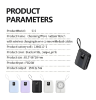 Batterie externe portable avec câble intégré 10000 mAh, chargeur sans fil magnétique de haute qualité pour iPhone, ODM