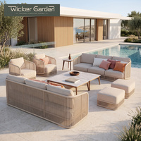 Ensemble de canapés modulaires de luxe en corde pour l'extérieur, mobilier de jardin moderne pour hôtels, complexes hôteliers et villas, fabricant OEM ODM