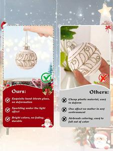 Adornos Navideños de Cristal con Patrón Dorado y Plateado de Alta Calidad, Adornos de Cebolla de Doble Punta Hechos a Mano, Decoración Ecológica para Fiestas - Product Image 3