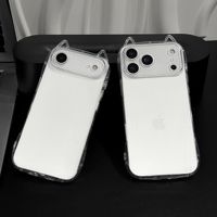 Coque de téléphone antichoc en TPU souple avec oreilles de chat 3D transparentes et mignonnes pour iPhone 17 Air 16 E 15 14 13 12 11 Pro X XS Max XR 8 Plus